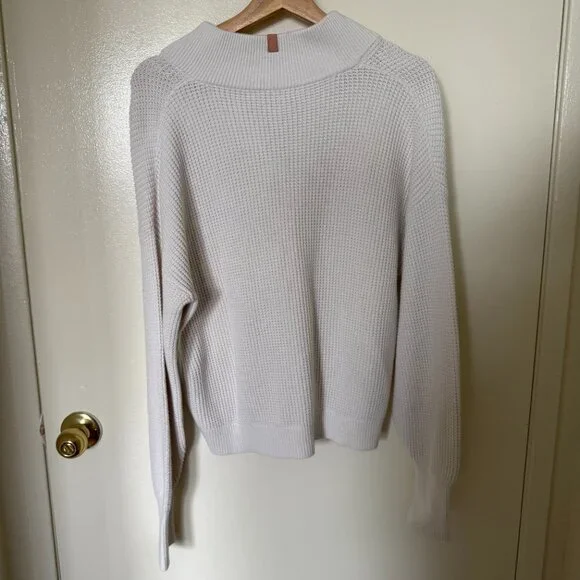 Lunya White Cottonsilk Pocket Henley Waffleknit Sweater XS/S - Picture 7 of 7
